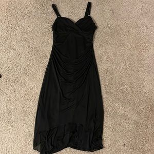 “Little black dress” chiffon layered fitted